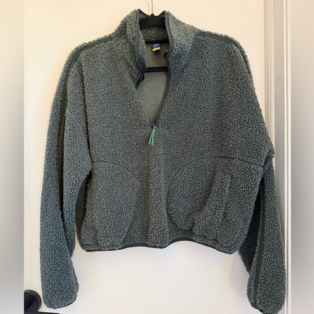 Old Navy Cozy Green Sherpa Fleece Pullover